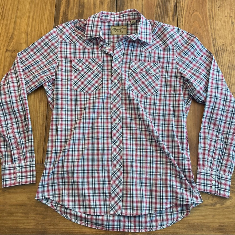 Wrangler Retro Mens XLT Tall Plaid Pearl Snap Western Shirt